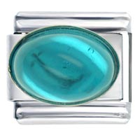 Italian Charms - december blue zircon color oval topaz italian charm Image.