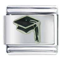 Italian Charms - silver plated graduation cap italian charm Image.