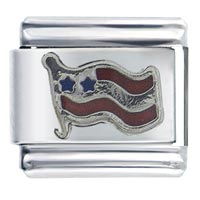 Italian Charms - silver wavy usa flag italian charm Image.