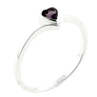 Rings - size 6 february amethyst color heart cut cz ring Image.