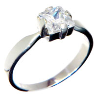 Rings - size 6 square cut cz sterling silver ring Image.
