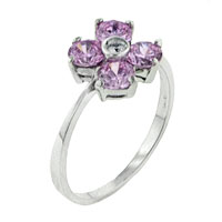Rings - size 6 pink cz flower ring Image.