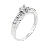 Rings - size 6 round cut cz with accents ring Image.