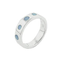 Rings - size 6 blue dot mother of pearl ring Image.