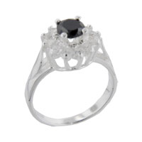 Rings - size 6 round cut onyx &amp; cz black rings Image.