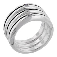Rings - size 6 round cut cz stripe ring trio Image.