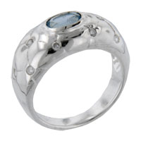 Rings - size 6 oval cut cz aquamarine quilt ring Image.