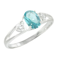 Rings - size 6 oval cut cz aquamarine ring Image.