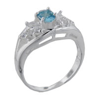 Rings - size 6 oval cut cz rhinestone aquamarine ring Image.