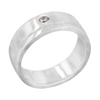 Rings - size 6 round cut cz grooved ring Image.