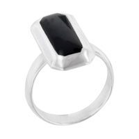 Rings - size 6 elongated rectangular faux onyx black rings Image.