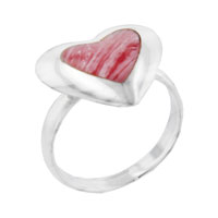 Rings - size 6 pink heart shaped red faux coral ring Image.