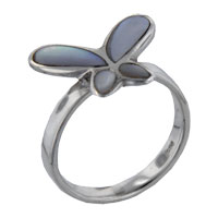 Rings - size 6 mother of pearl butterfly inlay ring Image.