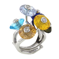 Rings - size 7 round cut cz multicolor ring Image.