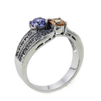 Rings - size 7 round cut tri color cz ring Image.