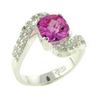 Rings - size 7 asscher cut pink cz ring Image.
