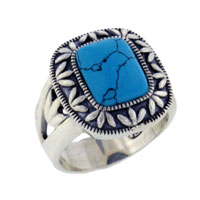 Rings - size 7 square cut turquoise ring Image.