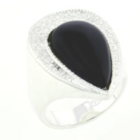 Rings - size 7 pear cut onyx sterling silver ring Image.