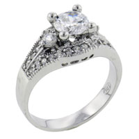 Rings - size 7 round cut cz framed ring Image.