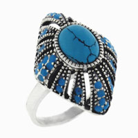 Rings - size 7 vintage oval turquoise sterling silver ring Image.