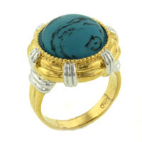 Rings - size 7 round shape cabochon turquoise ring Image.
