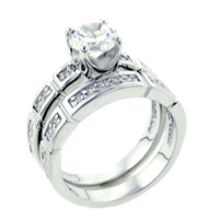 Rings - size 7 round cut cz fabulous wedding set ring Image.