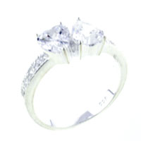 Rings - size 7 two hearts cubic zirconia ring Image.