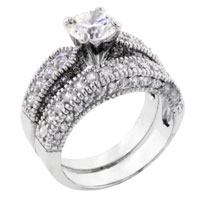 Rings - size 7 round cut cz antique ring Image.
