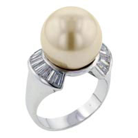 Rings - size 7 faux pearl silver ring Image.