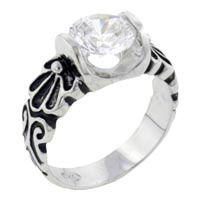 Rings - size 7 round cz engraved band ring Image.