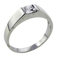 Rings - size 7 square cut cz bezel setting ring Image.