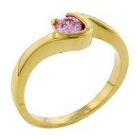 Rings - size 7 gold plated sterling silver with pink cz ring Image.