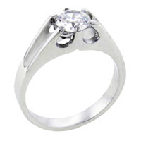 Rings - size 7 cathedral set round cubic zirconia ring Image.