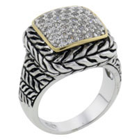 Rings - size 7 cz studded square top ring Image.