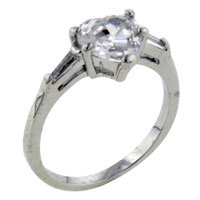 Rings - size 7 cz heart with baguette accents ring Image.