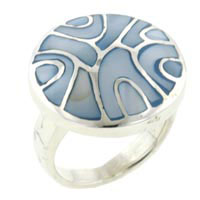 Rings - size 7 blue mother of pearl swirl ring Image.