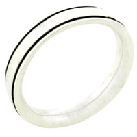Rings - size 7 black groove band sterling silver ring Image.