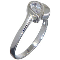 Rings - size 7 angled pear cut cubic zirconia solitaire ring Image.