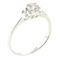 Rings - size 7 round cut cz flower elegant ring Image.