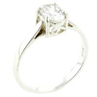 Rings - size 7 oval cut cz raised solitaire ring Image.