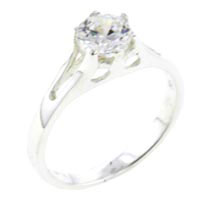 Rings - size 7 round cut cz 2 prong setting ring Image.