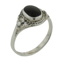 Rings - size 7 oval faux onyx black rings Image.