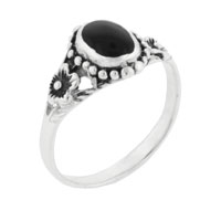 Rings - size 7 faux onyx oval black rings Image.