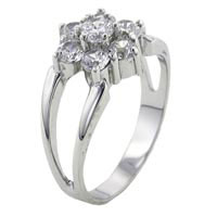 Rings - size 7 multi cz flower ring Image.