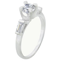 Rings - size 7 round cut two baguette cz adorn ring Image.