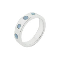 Rings - size 7 blue dot faux mother of pearl ring Image.