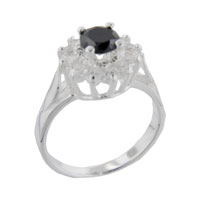 Rings - size 7 round cut onyx &amp; cz black rings Image.