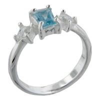 Rings - size 7 emerald cut cz aquamarine ring Image.