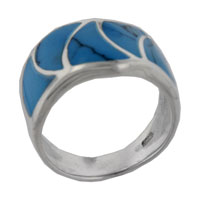 Rings - size 7 five turquoise gemstone ring Image.