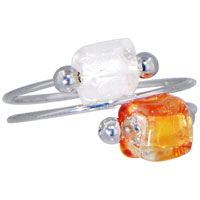 Rings - orange and white murano glass ring Image.